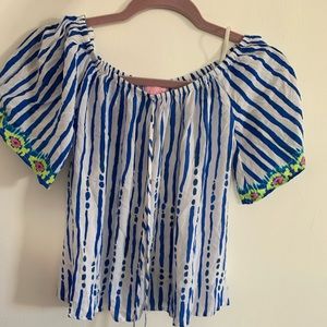 XS lily pulitzer blue strip flowy shirt